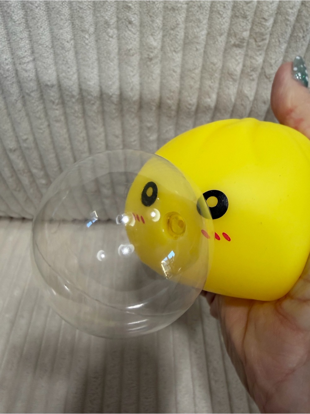 Dumpling Surprise!!Feels like a rubber ducky and blows a bubble!! New w/package.